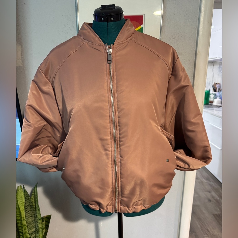 NWOT Dusty Rose Satin Bomber Jacket